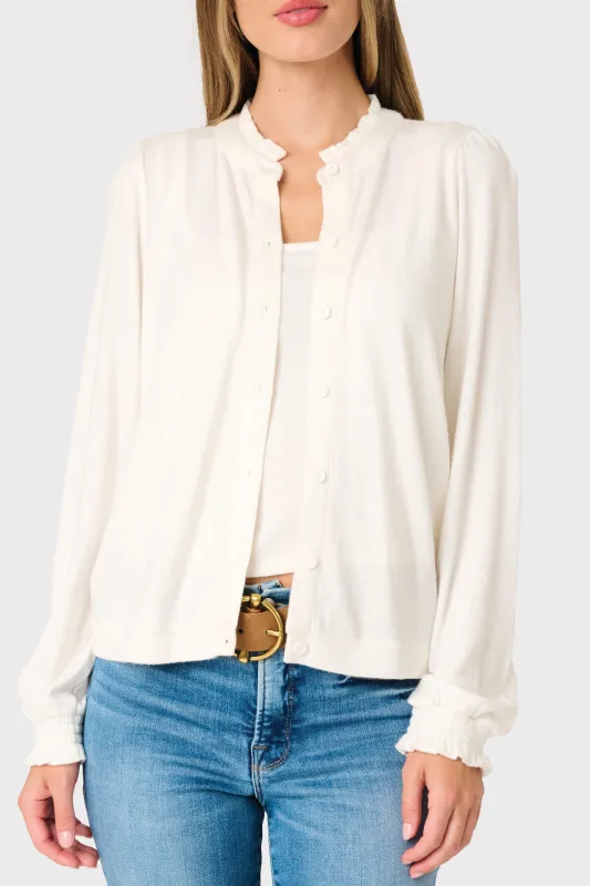 Feminine Mock Neck Luxe Cardigan made by Gibsonlook