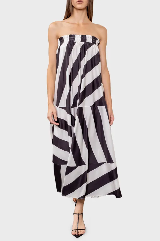 Moon River Strapless Graphic Stripe Dress sold by Gibsonlook