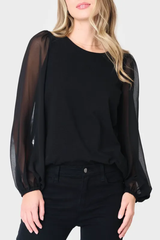 Round Neck Chiffon Sleeve Top sold by Gibsonlook