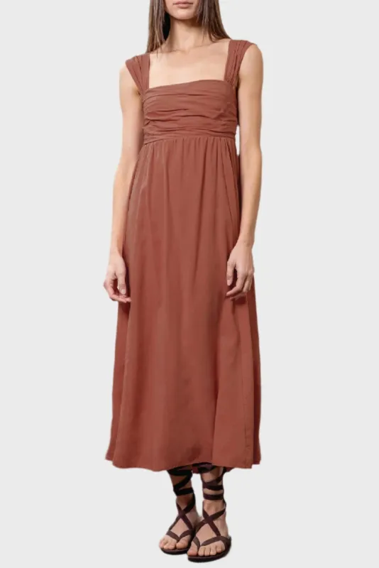 Moon River Pintucked Tie Midi Dress sold by Gibsonlook