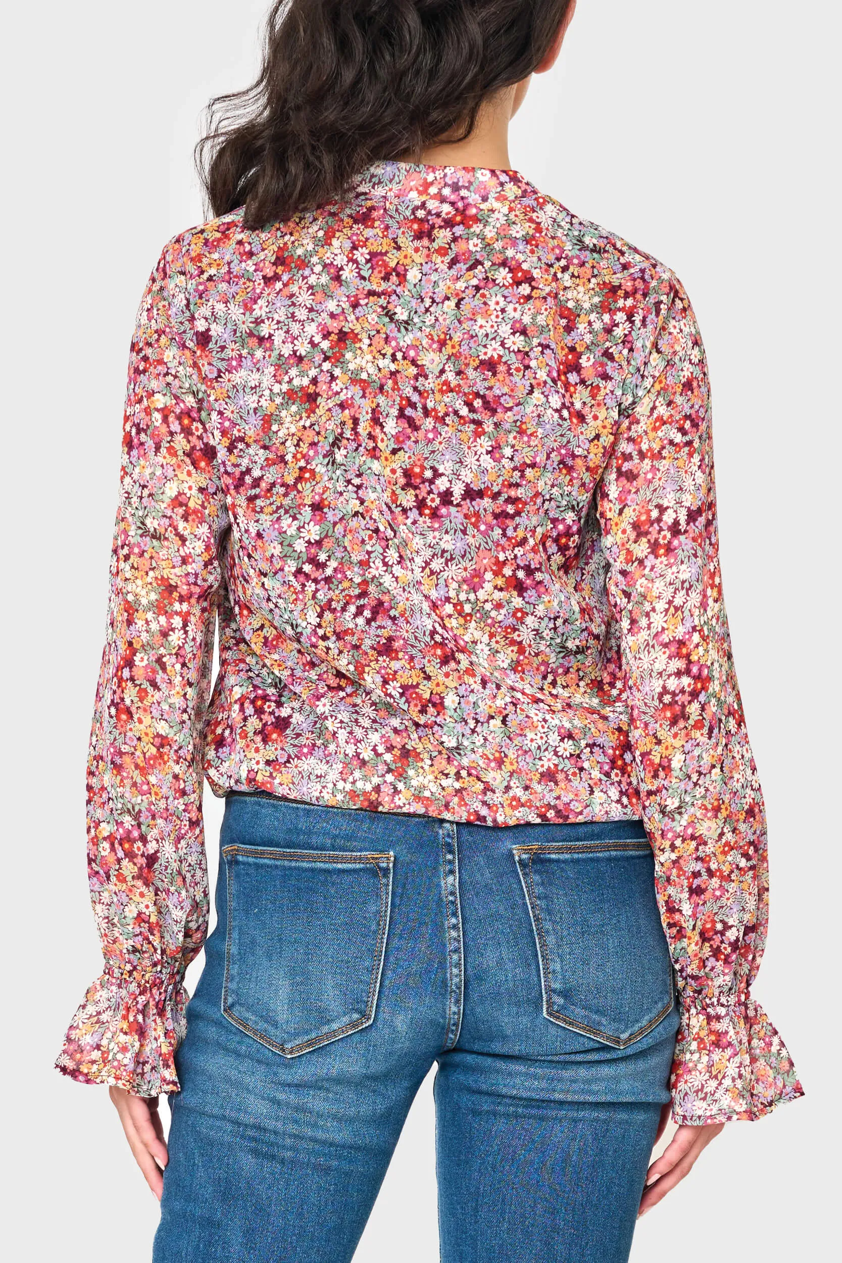 Long Sleeve Surplice Blouse With Ruffle Sleeve sold by Gibsonlook product image thumbnail 3