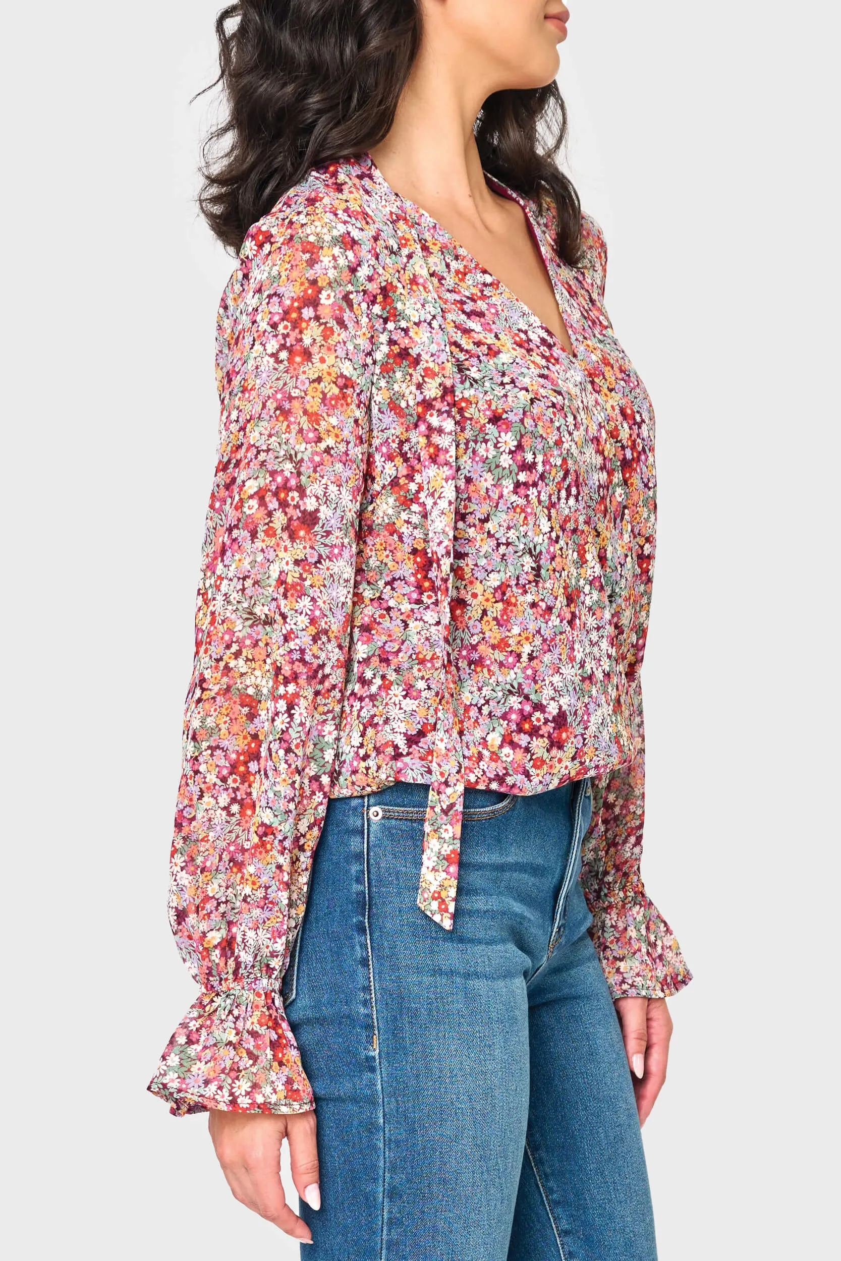 Long Sleeve Surplice Blouse With Ruffle Sleeve sold by Gibsonlook product image thumbnail 2