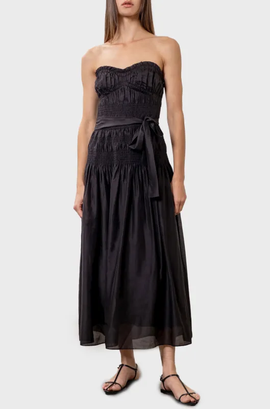 Moon River Pleated Strapless Midi Dress sold by Gibsonlook