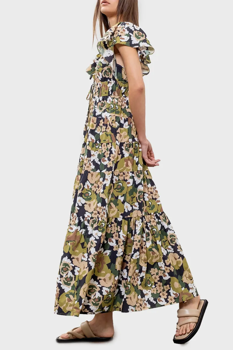 Moon River Flutter Sleeve Tiered Midi Dress sold by Gibson product image thumbnail 3