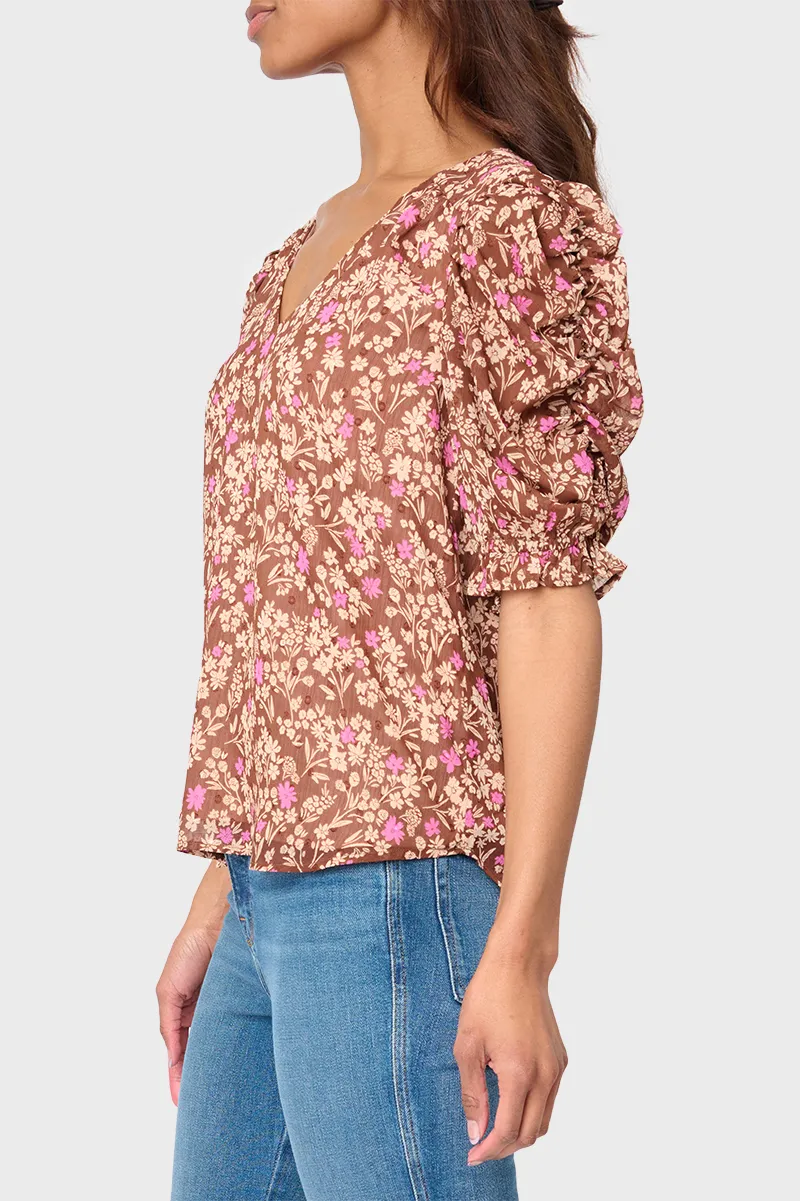 Rouched Sleeve Chiffon V-neck Blouse sold by Gibson product image thumbnail 3