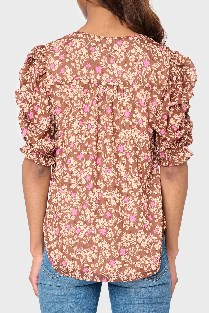 Rouched Sleeve Chiffon V-neck Blouse sold by Gibson product image thumbnail 4