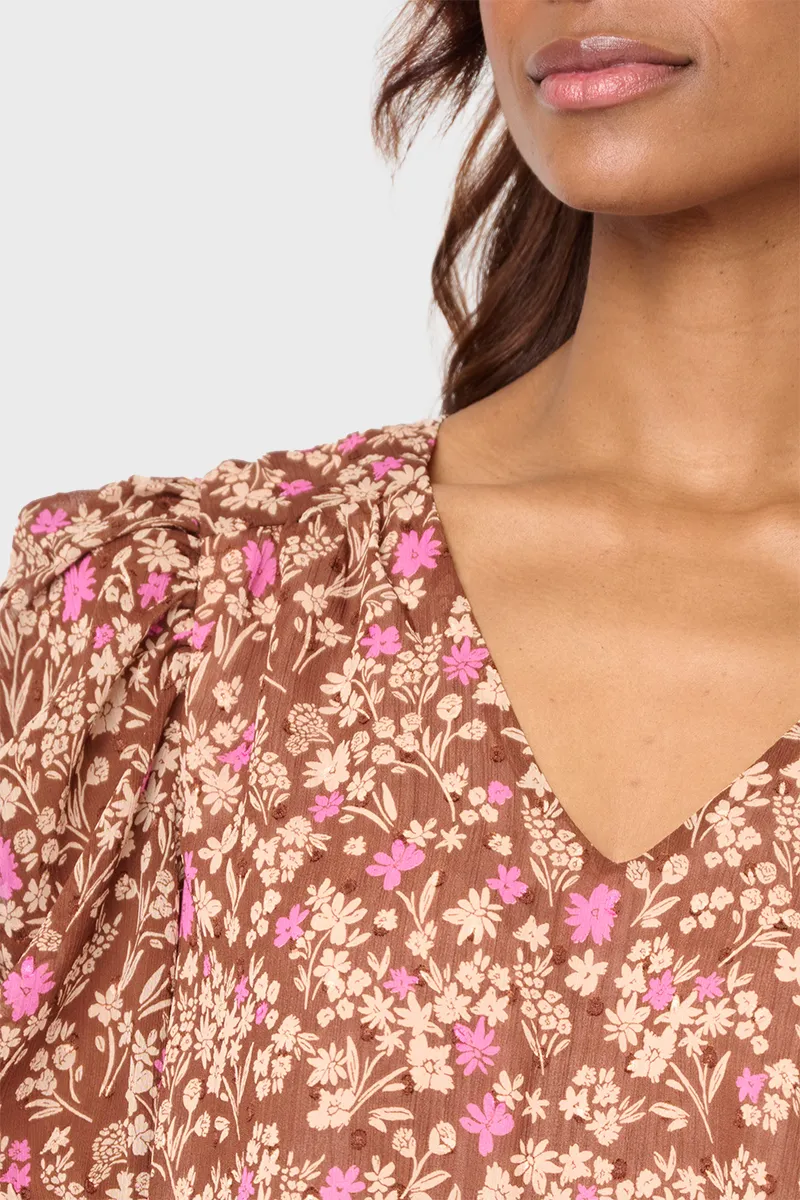 Rouched Sleeve Chiffon V-neck Blouse sold by Gibson product image thumbnail 2