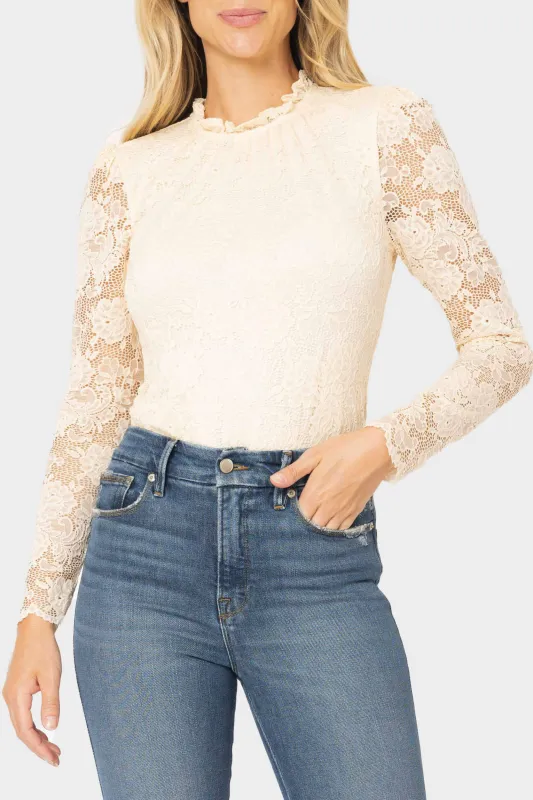 Long Sleeve High Neck Lace Bodysuit sold by Gibsonlook