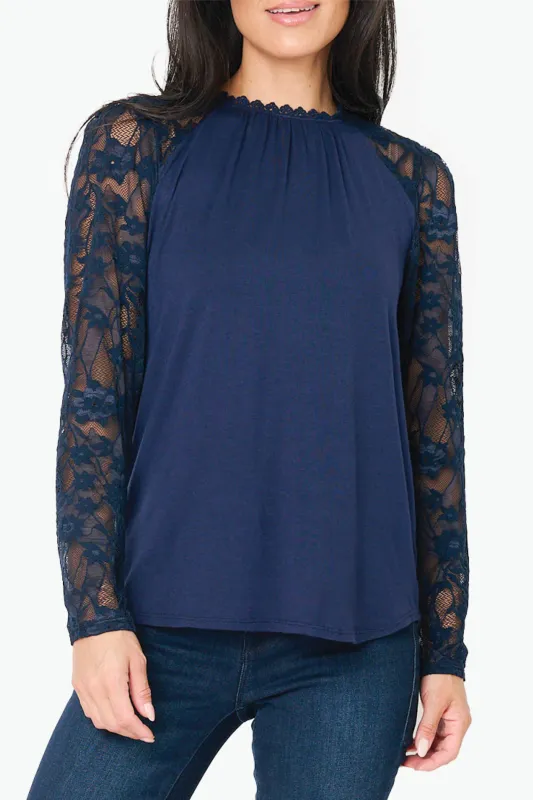 Cyndi Mixed Knit Lace Top made by Gibsonlook