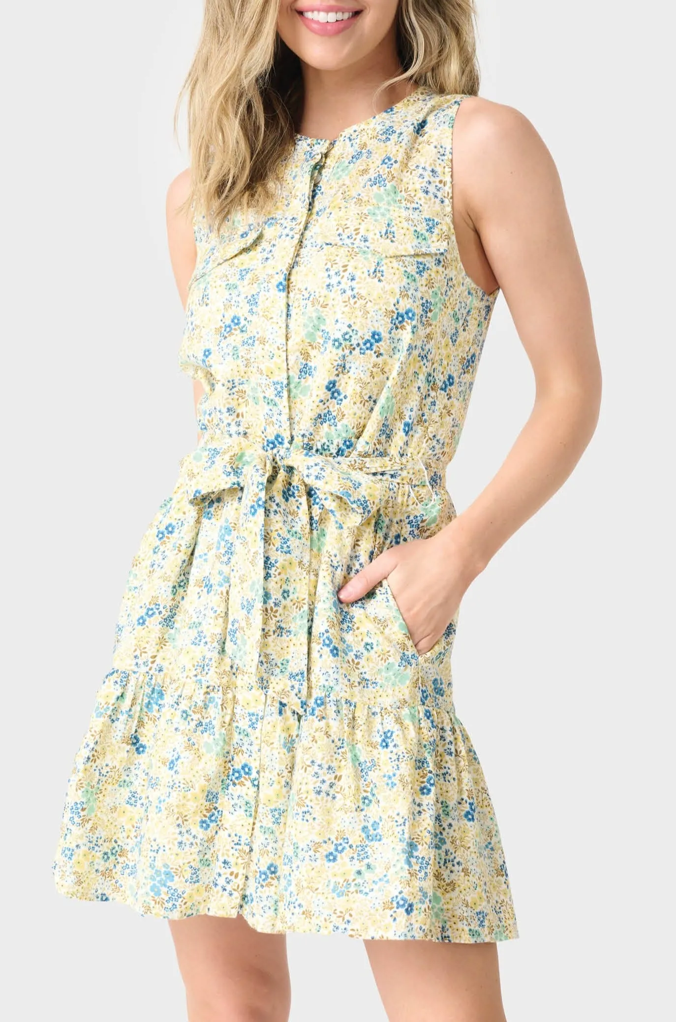 Wildflower Sleeveless Belted Tiered Dress sold by Gibsonlook product image thumbnail 3