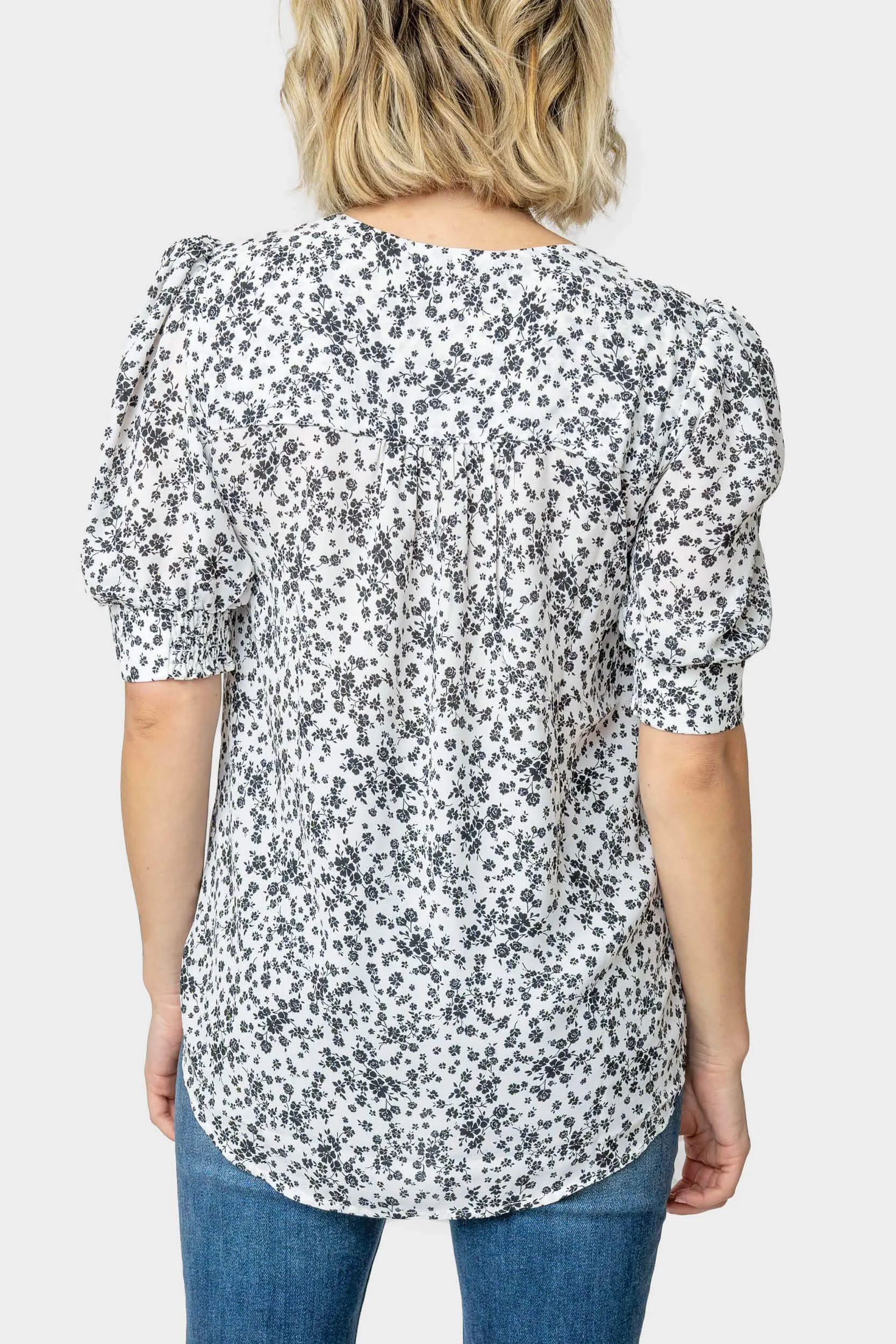 Puff Sleeve V-Neck Blouse sold by Gibsonlook product image thumbnail 3