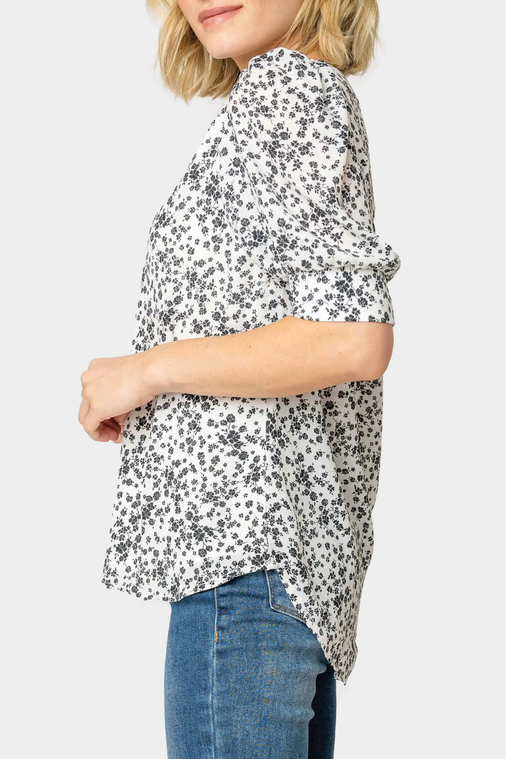 Puff Sleeve V-Neck Blouse sold by Gibsonlook product image thumbnail 2