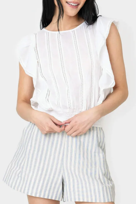 Elan Ruffle Sleeve Detail Smocked Blouse made by Elan