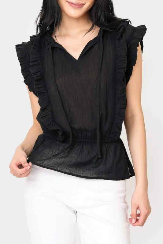 Elan Sleeveless Ruffle Trim Blouse made by Elan
