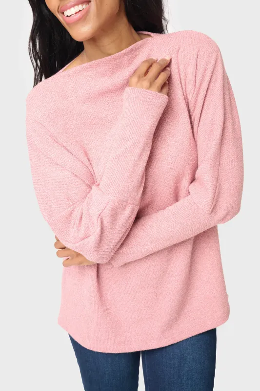 Slouchy Knit Chenille Open Neck Sweater made by Gibsonlook