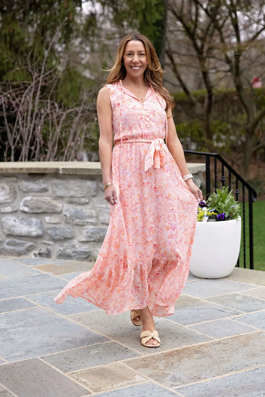 Lindsey Sleeveless Button Placket Maxi Dress sold by Gibsonlook product image thumbnail 2