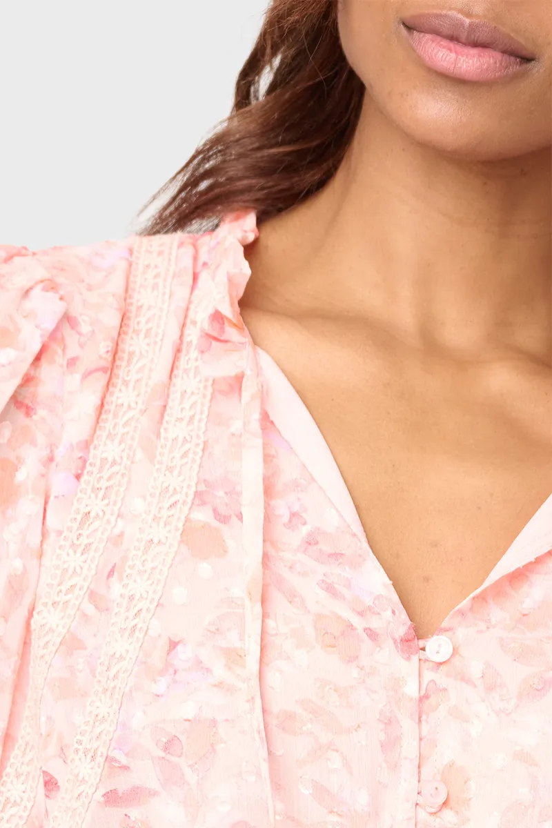 Sia Elbow Sleeve Crochet Trim Blouse sold by Gibsonlook product image thumbnail 2