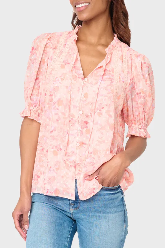 Sia Elbow Sleeve Crochet Trim Blouse made by Gibsonlook