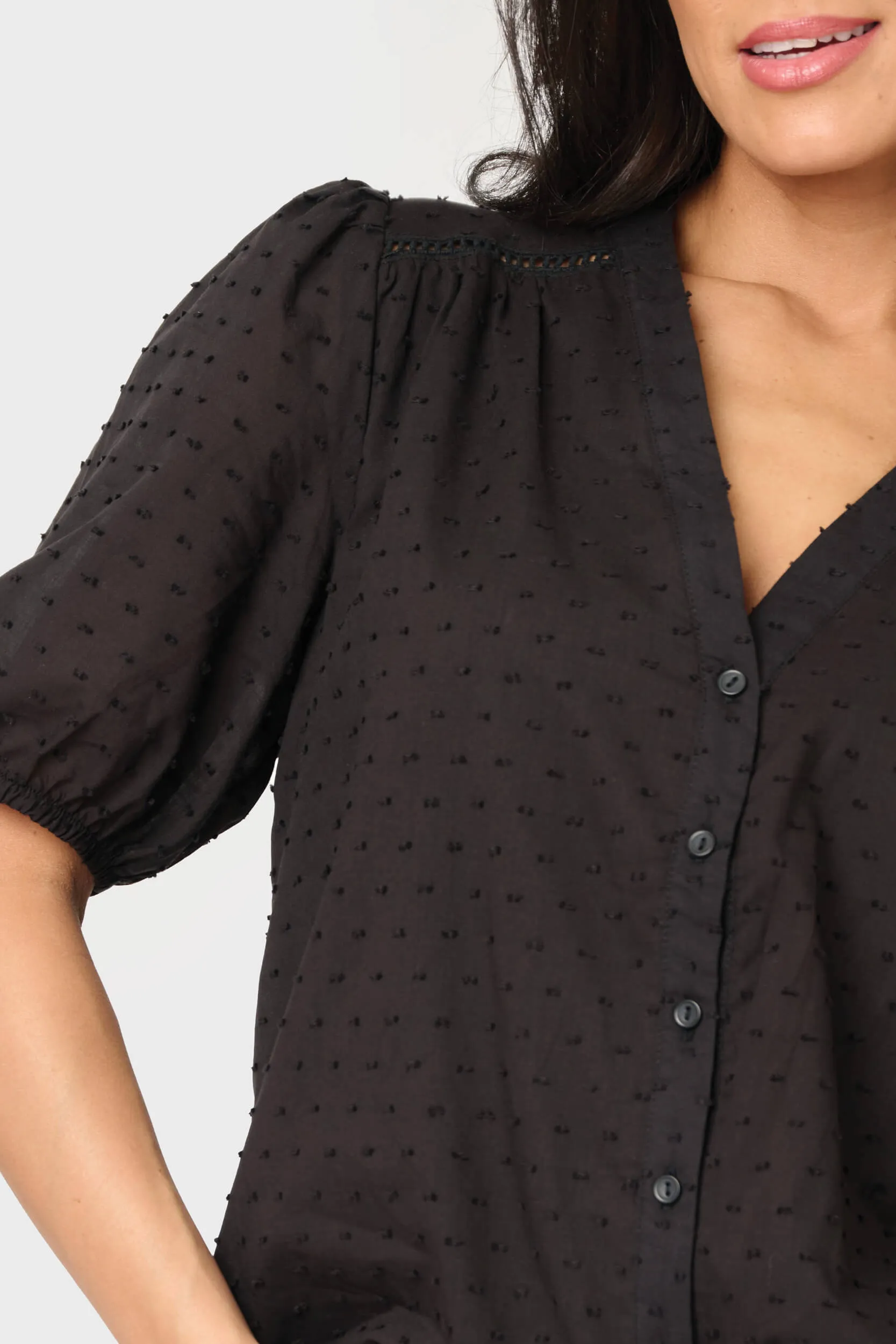 Button Front Puffed Sleeve Blouse sold by Gibson product image thumbnail 5