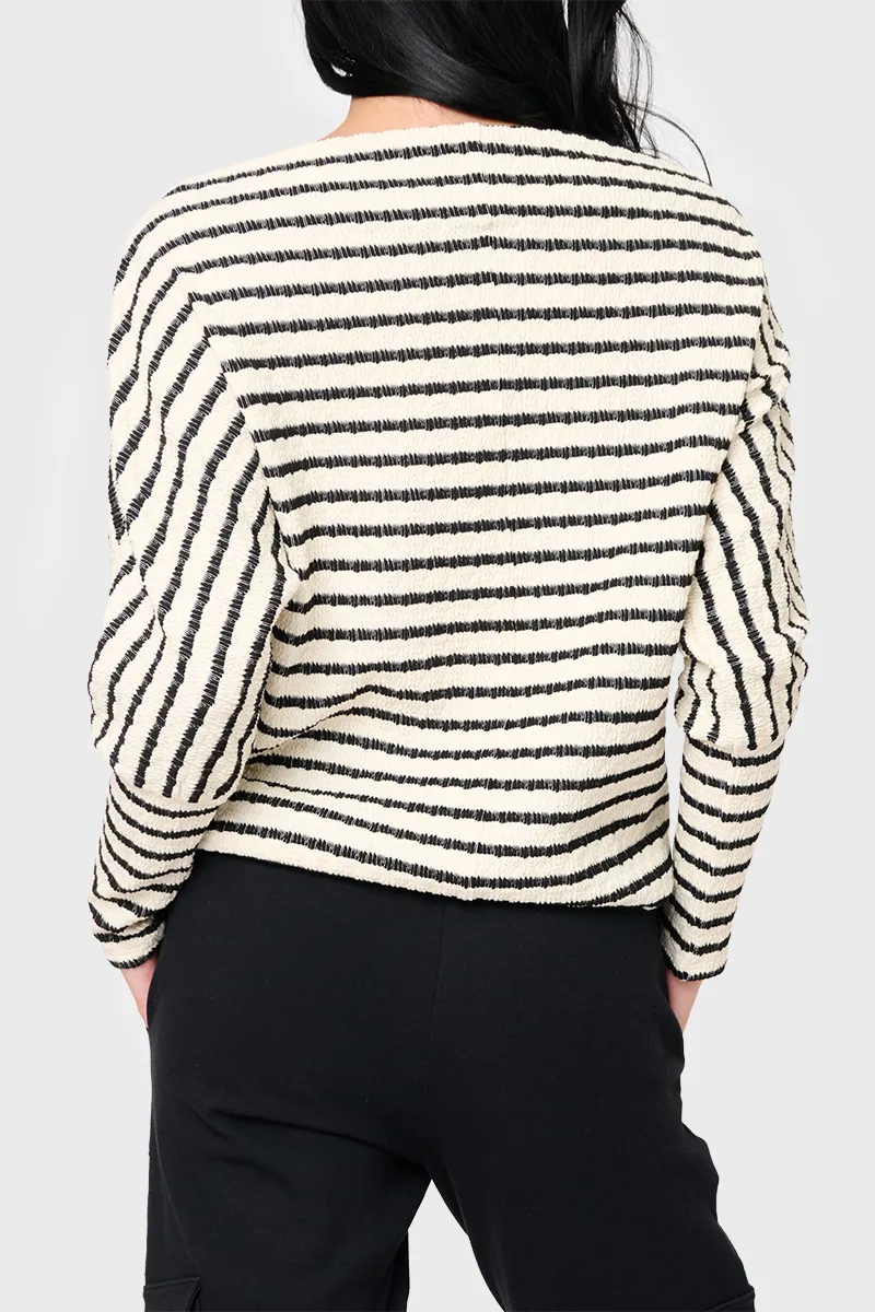 Slouchy Open Neck Striped Knit Top sold by Gibsonlook product image thumbnail 4
