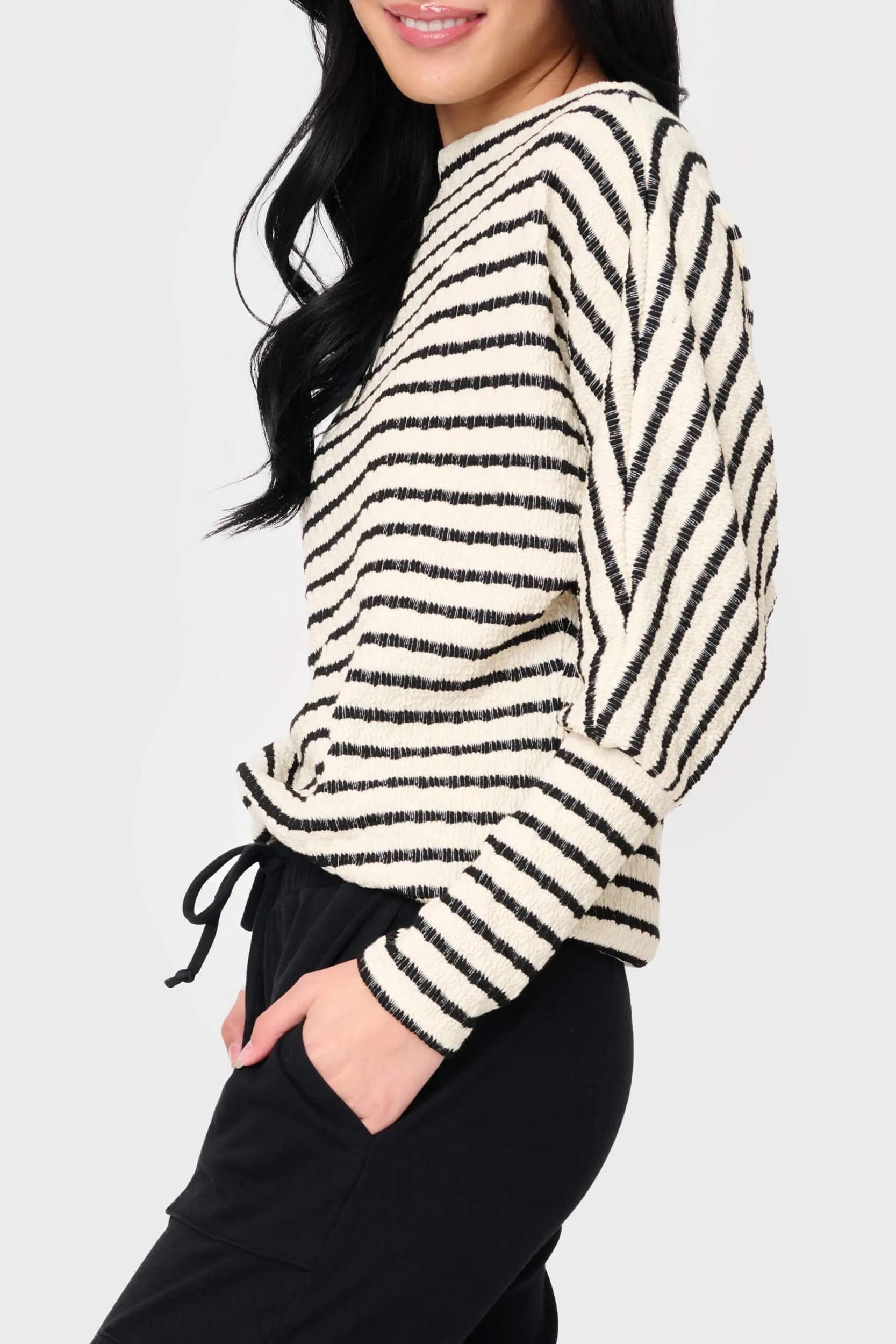 Slouchy Open Neck Striped Knit Top sold by Gibsonlook product image thumbnail 3