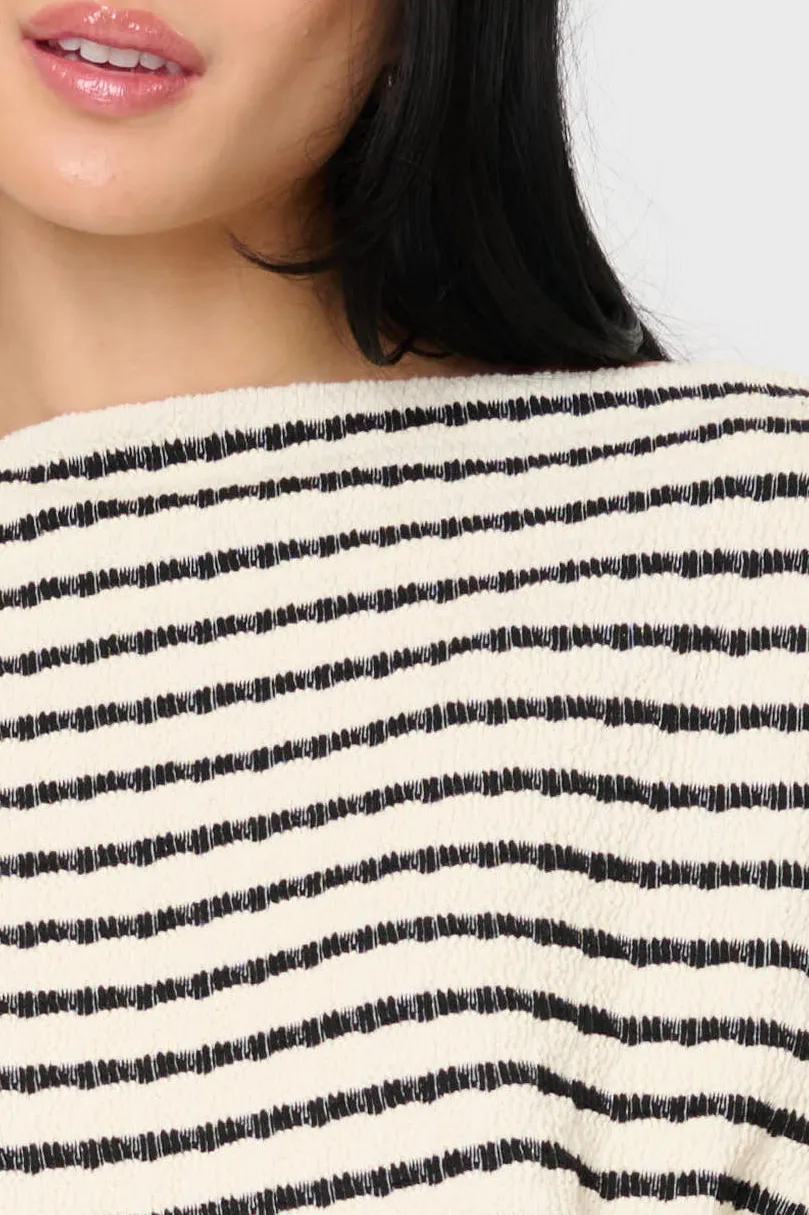 Slouchy Open Neck Striped Knit Top sold by Gibsonlook product image thumbnail 2
