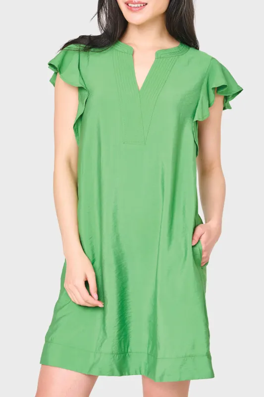 Flutter Sleeve Notch Neck Dress made by Gibsonlook