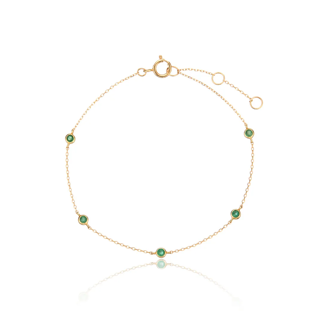 Solid Gold Five Stone Emerald Bracelet sold by Lily & Roo