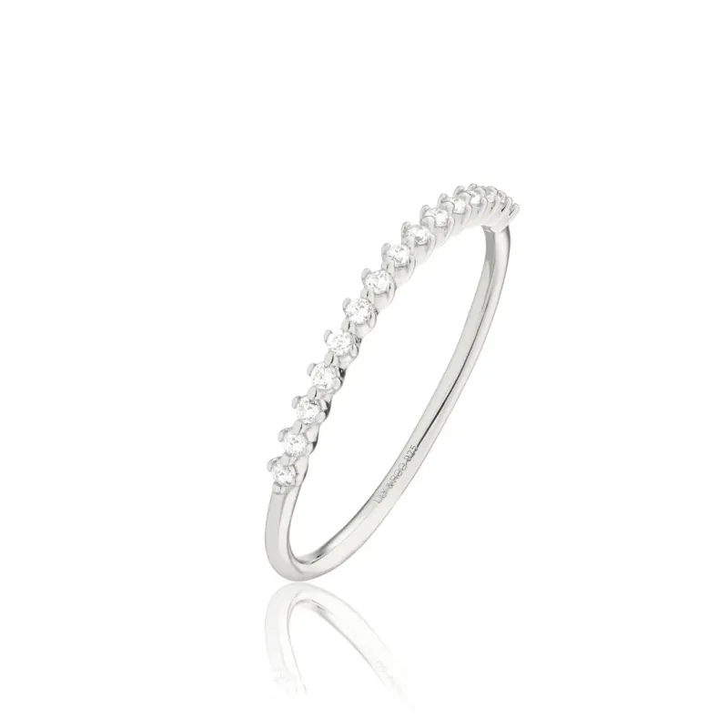 Silver Brilliant Diamond Style Half Eternity Ring sold by Lily & Roo