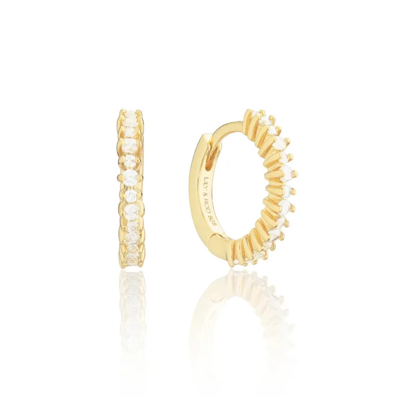 Gold Diamond Style Thin Huggie Hoop Earrings sold by Lily & Roo