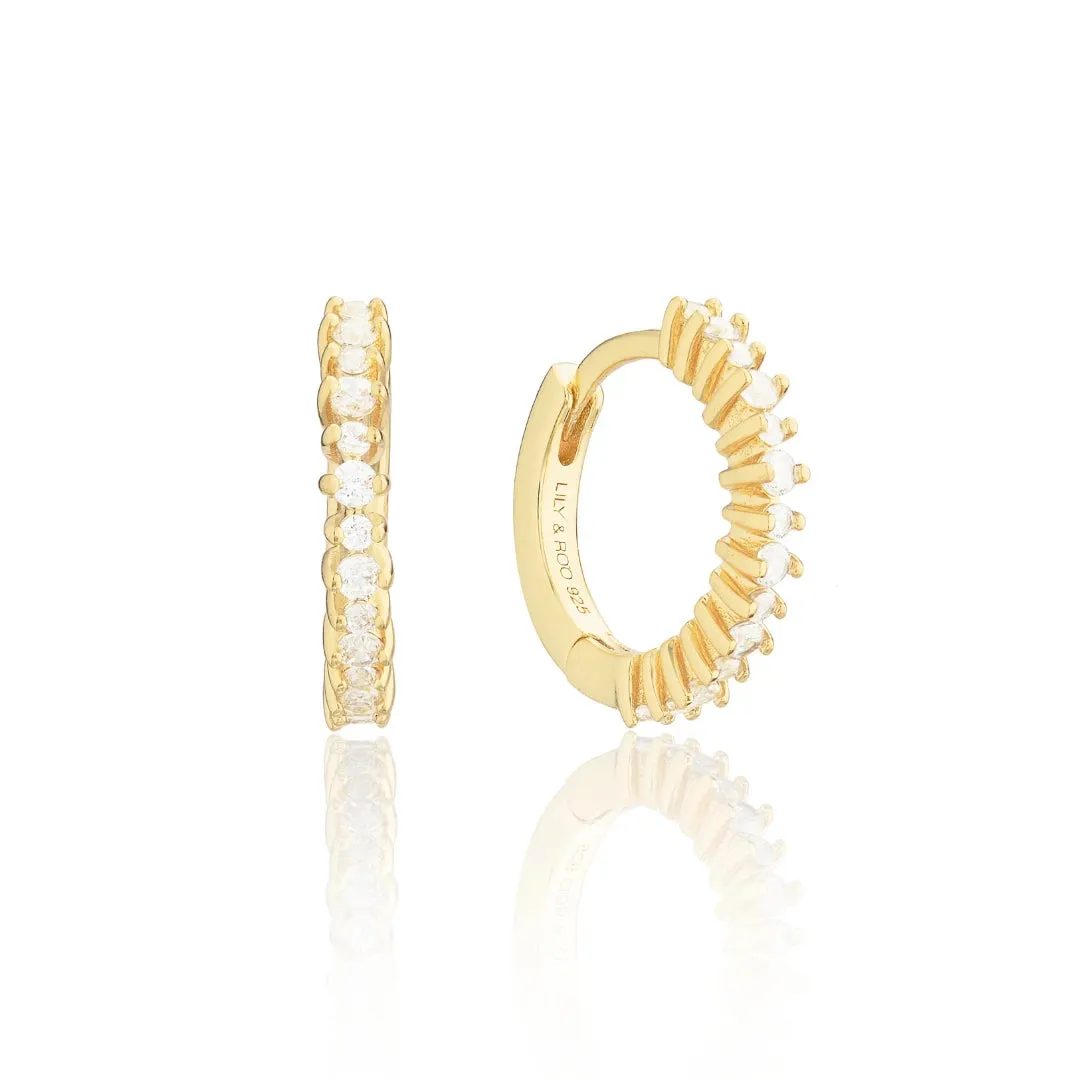 Gold Diamond Style Thin Huggie Hoop Earrings sold by Lily & Roo