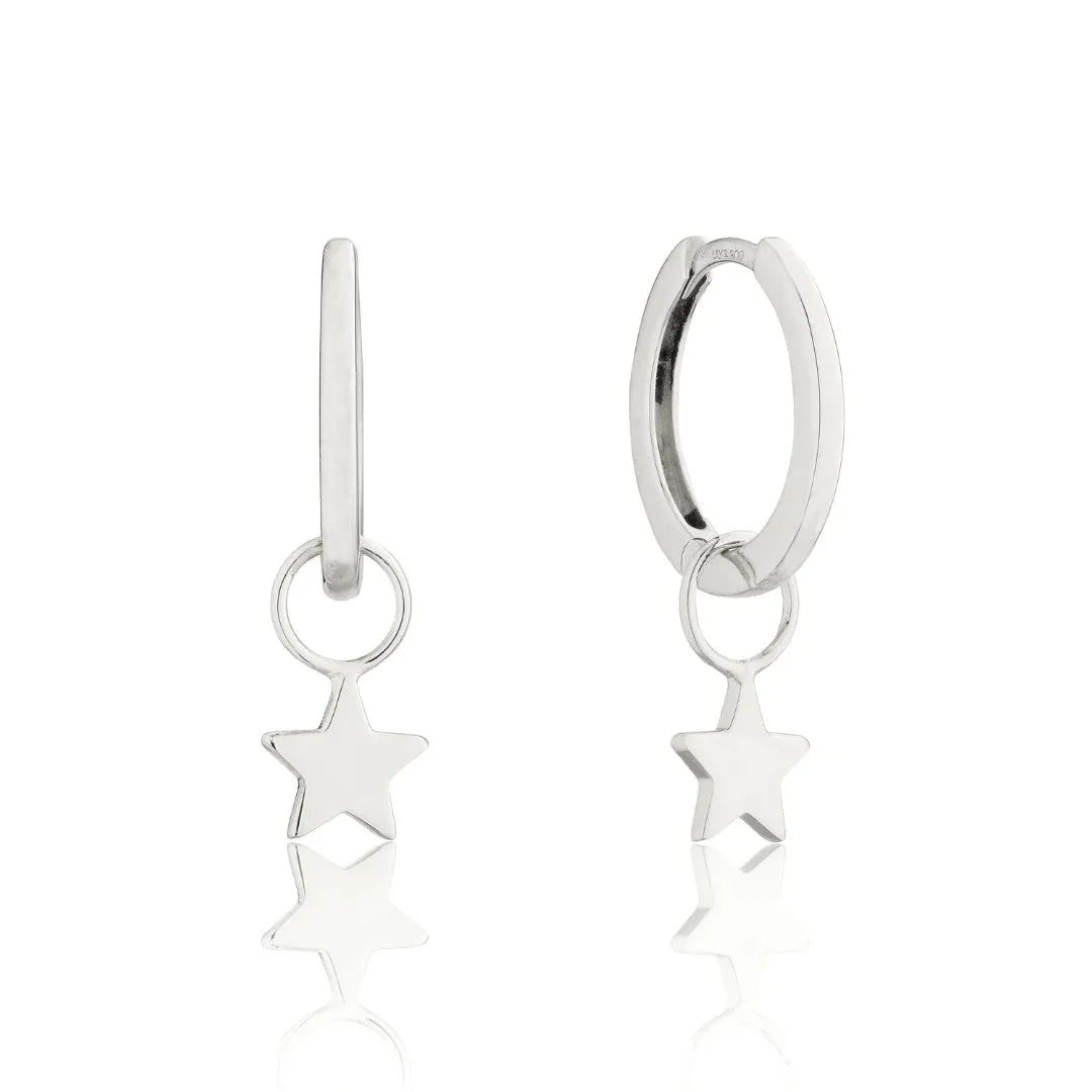 Silver Tiny Star Hoop Earrings sold by Lily & Roo