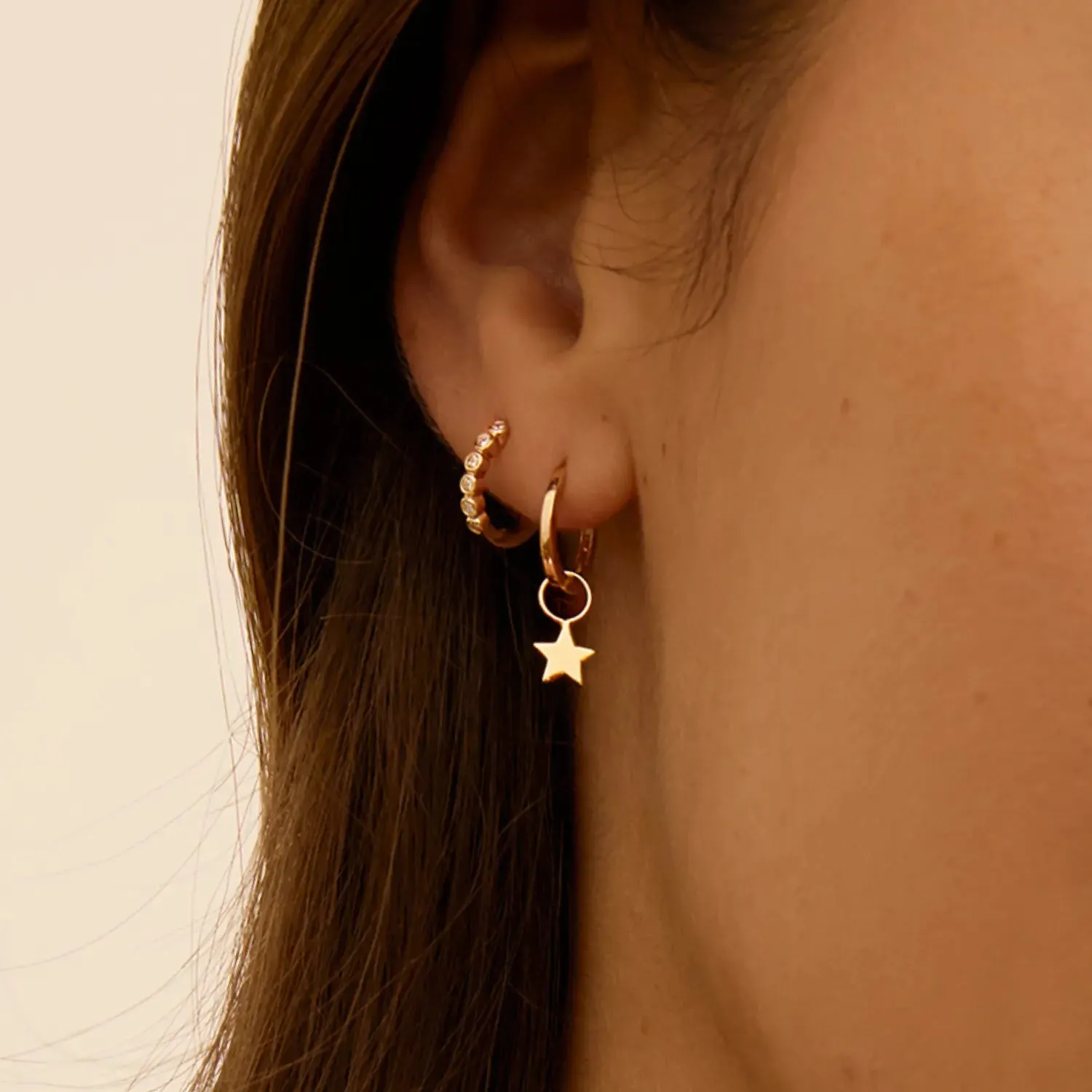 Silver Tiny Star Hoop Earrings sold by Lily & Roo product image thumbnail 2
