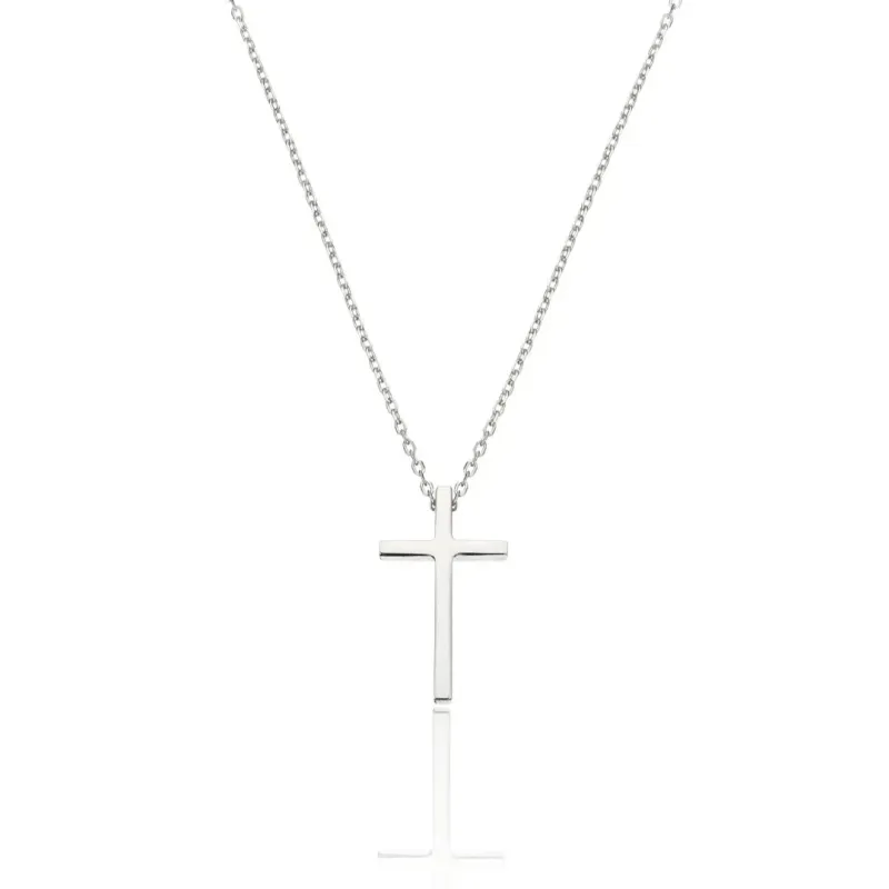 Silver Thread-through Cross Necklace made by Lily & Roo