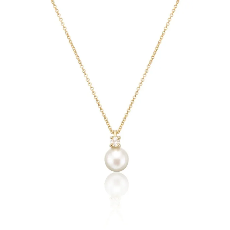Gold Diamond Style and Pearl Necklace made by Lily & Roo