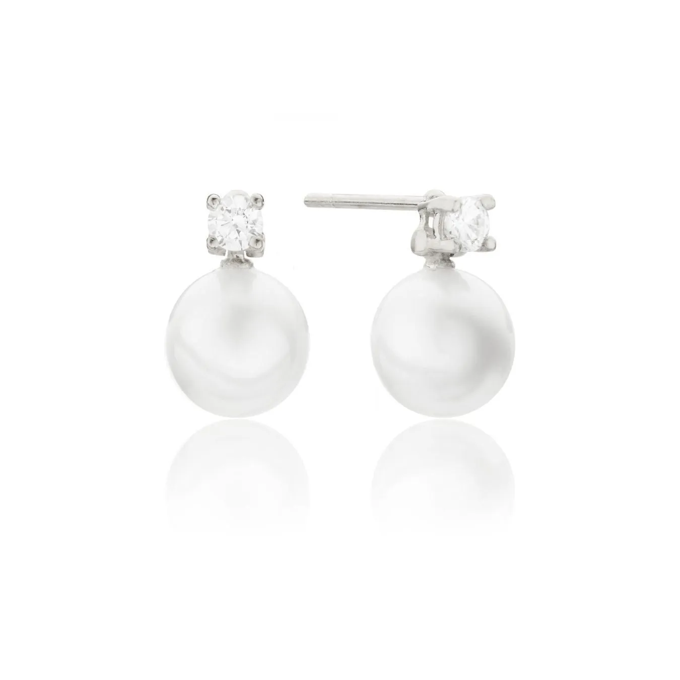 Silver Diamond Style and Pearl Stud Earrings sold by Lily & Roo