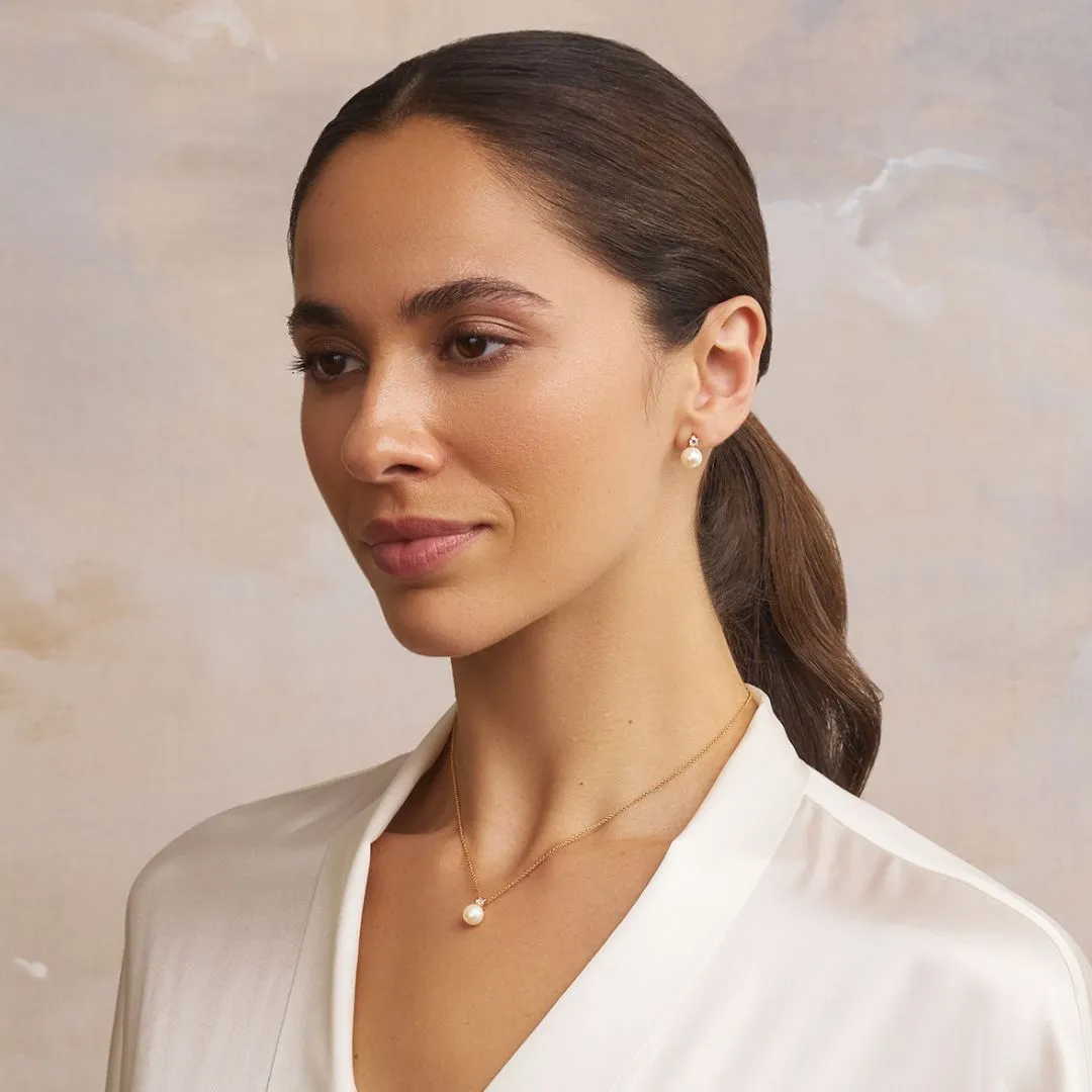 Silver Diamond Style and Pearl Stud Earrings sold by Lily & Roo product image thumbnail 5