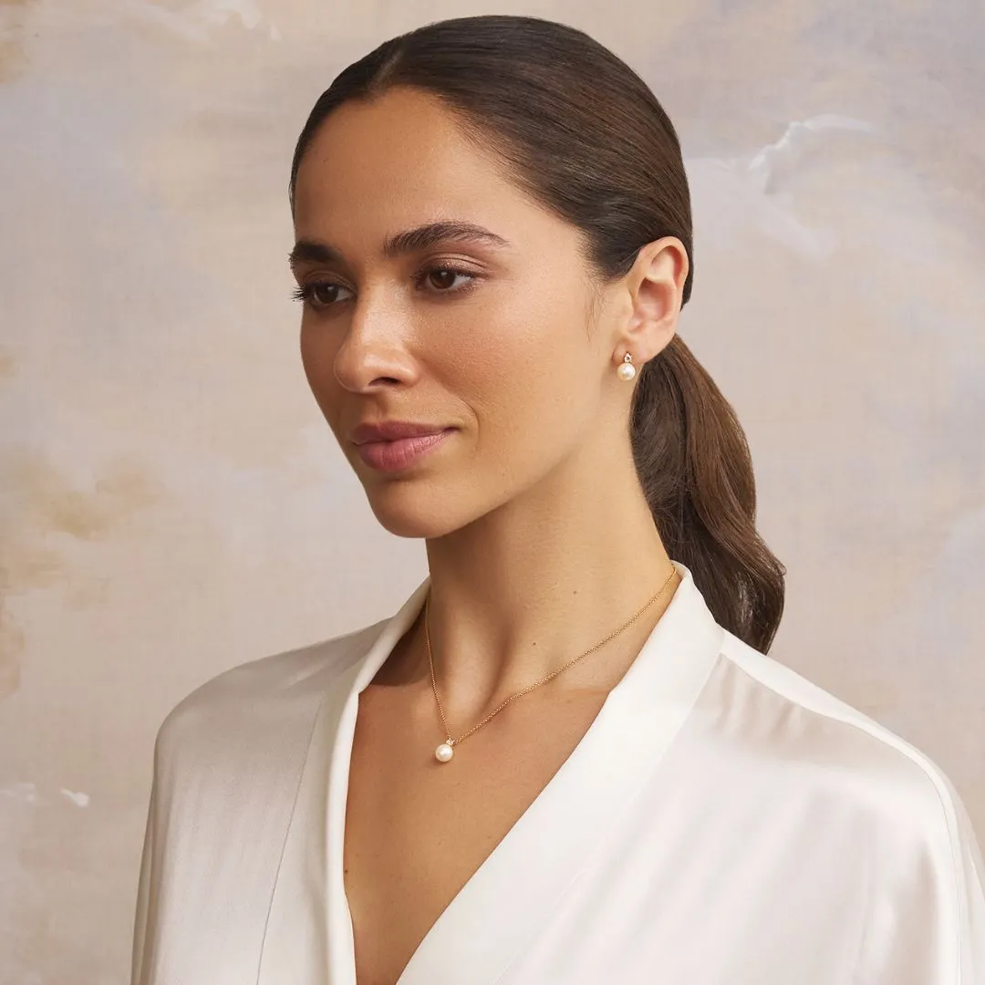 Gold Diamond Style and Pearl Stud Earrings sold by Lily & Roo product image thumbnail 4