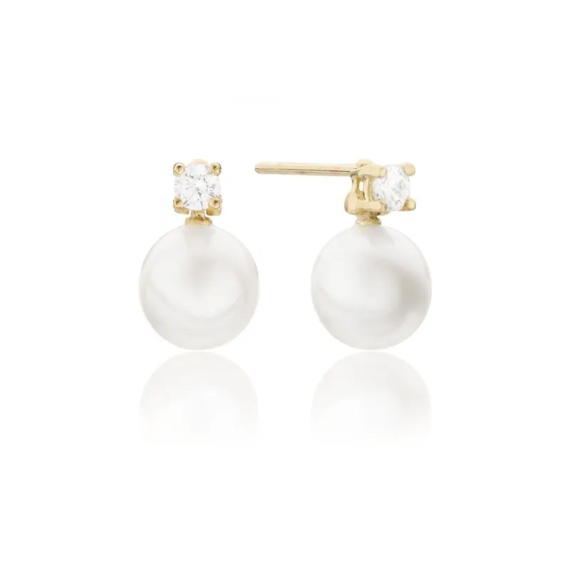 Gold Diamond Style and Pearl Stud Earrings sold by Lily & Roo