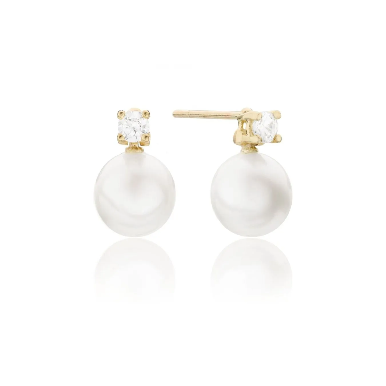 Gold Diamond Style and Pearl Stud Earrings sold by Lily & Roo