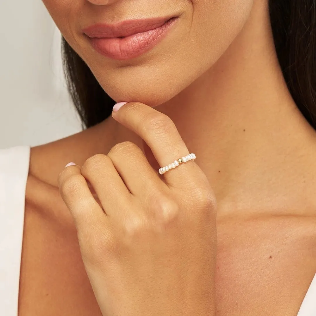 Gold Small Pearl Beaded Ring sold by Lily & Roo product image thumbnail 2