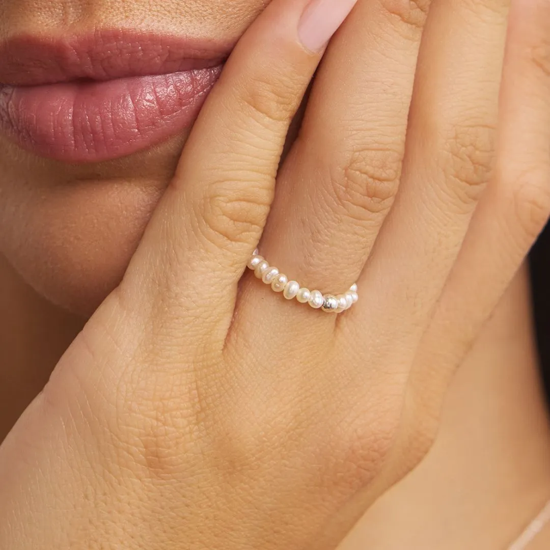 Gold Small Pearl Beaded Ring sold by Lily & Roo product image thumbnail 3