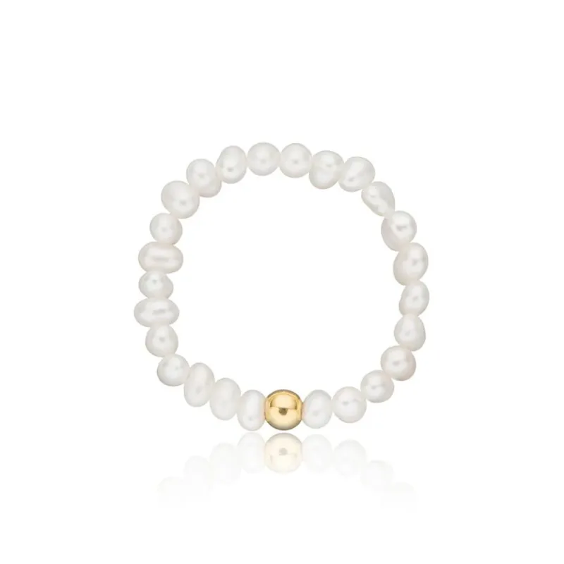 Gold Small Pearl Beaded Ring sold by Lily & Roo