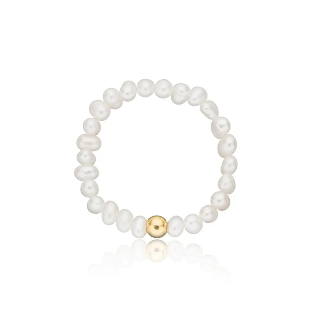 Gold Small Pearl Beaded Ring sold by Lily & Roo