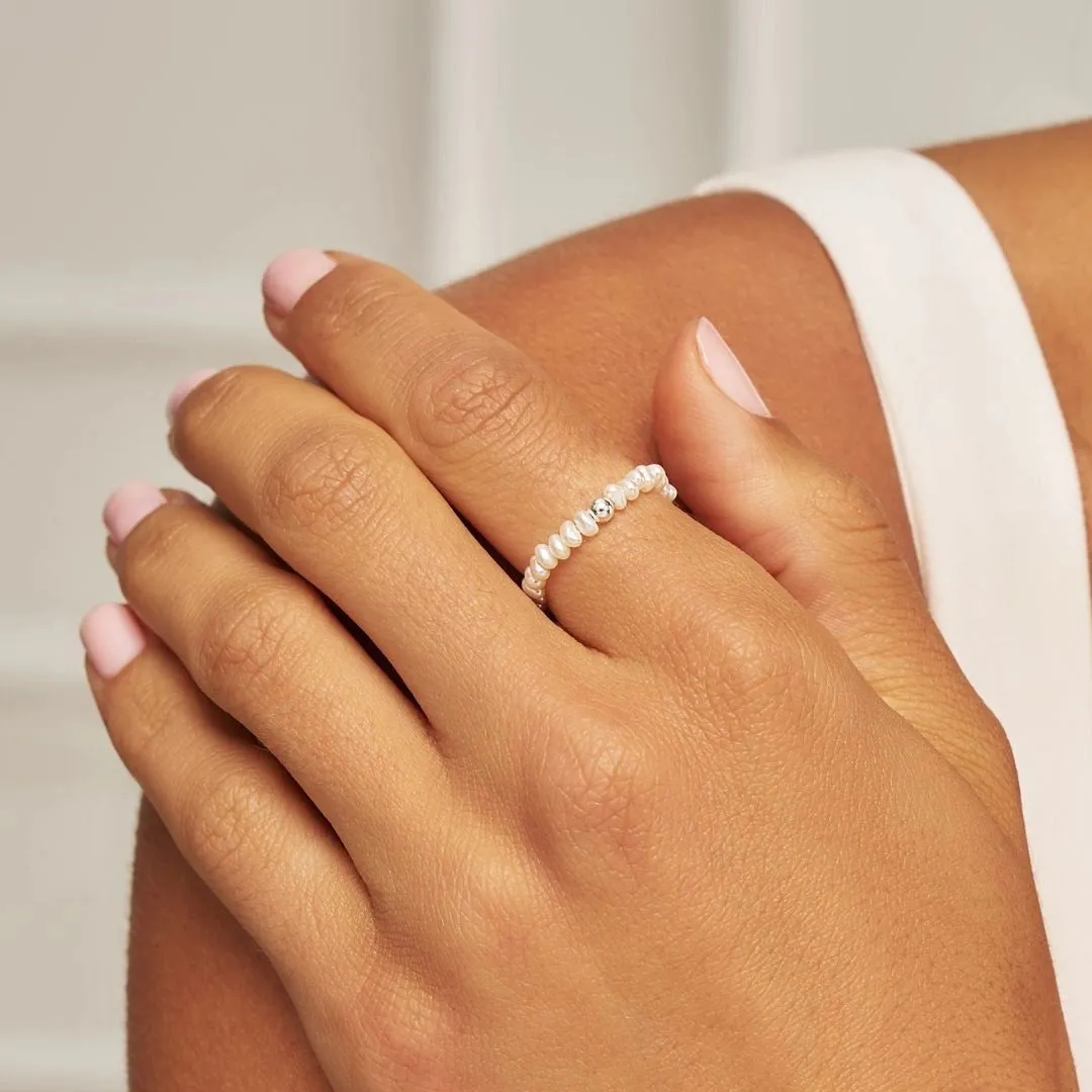 Silver Small Pearl Beaded Ring sold by Lily & Roo product image thumbnail 2