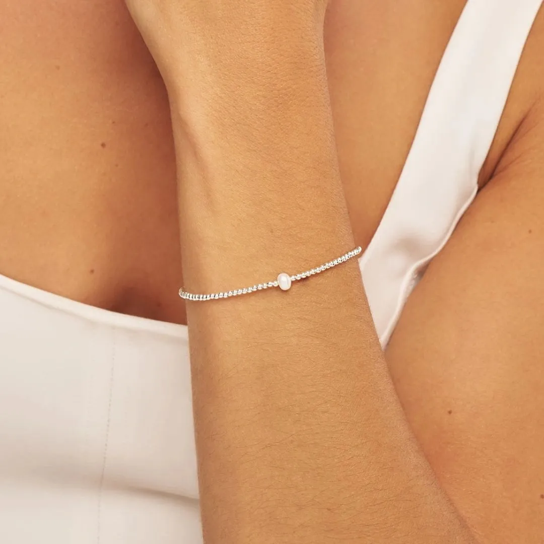 Silver Beaded Single Pearl Bracelet sold by Lily & Roo product image thumbnail 2