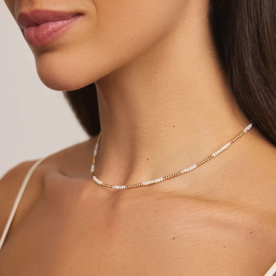 Gold Beaded Mini Pearl Choker sold by Lily & Roo product image thumbnail 2