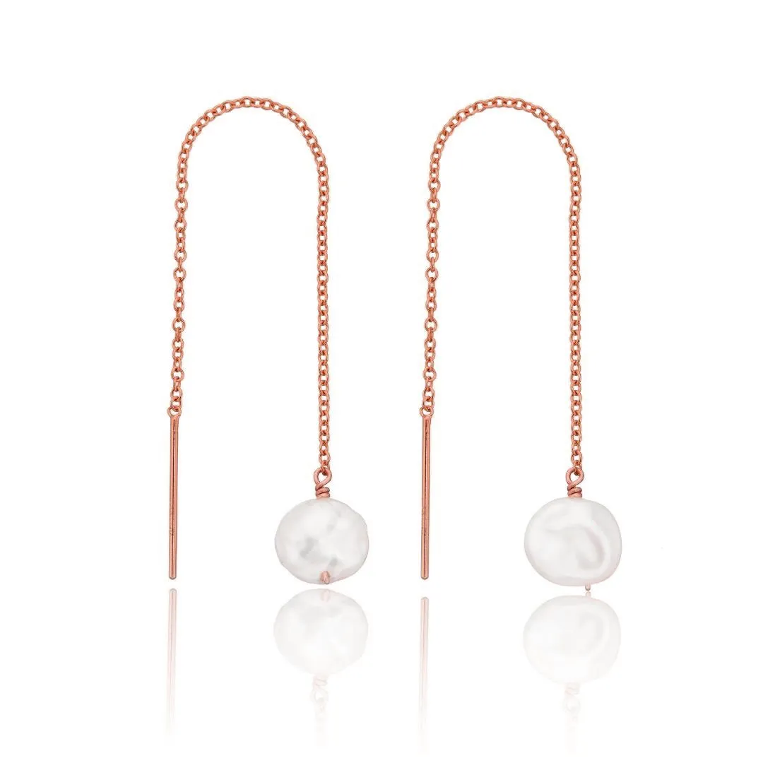 Rose Gold Baroque Pearl Ear Threaders sold by Lily & Roo