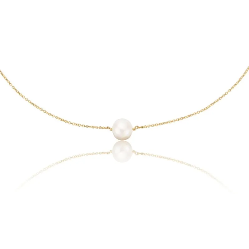 Gold Medium Single Pearl Choker sold by Lily & Roo