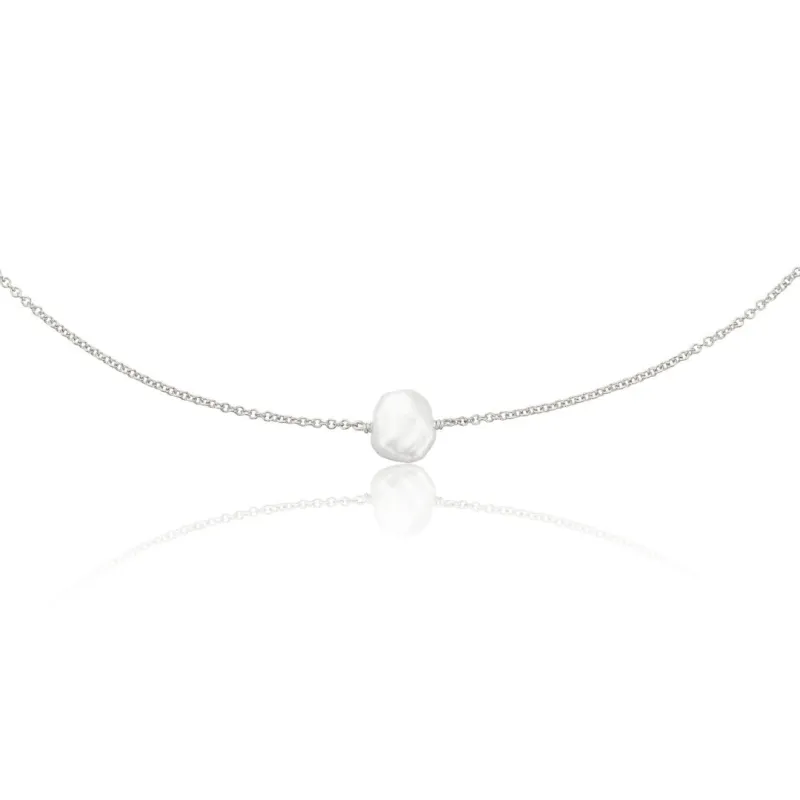 Silver Single Baroque Pearl Choker sold by Lily & Roo